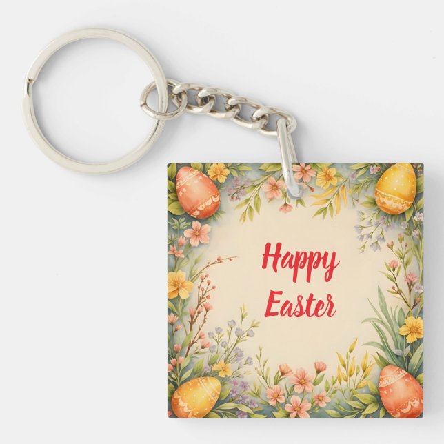 Easter Eggs Vintage Trendy Collection Keychain (Front)