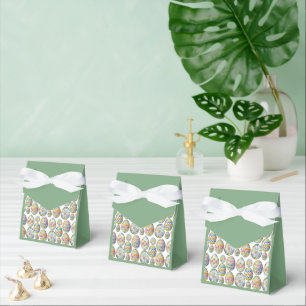 Easter Eggs Whimsical Colourful  Pattern Green Favor Box