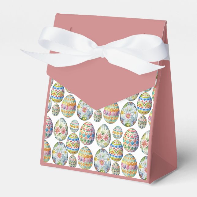 Easter Eggs Whimsical Colourful  Pattern Pink Favor Box (Front Side)