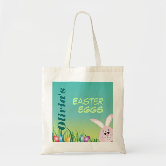 Easter Eggs with Bunny Personalized Tote Bag (Front)