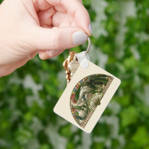 Easter Eggs with Chickens, Vintage Art Nouveau Keychain