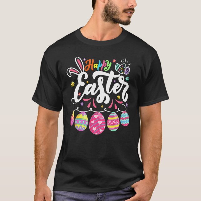 Easter Eggs With Easter Bunny Ears Happy Easter Da T-Shirt (Front)