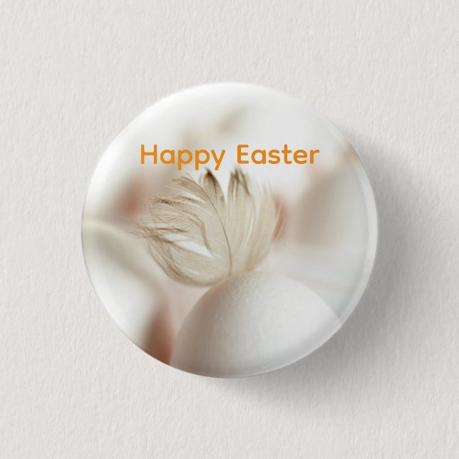 Easter Eggs with Feather Graphic 1 Inch Round Button (Front)