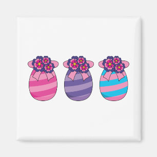 Easter Eggs with Flowers and Ribbon Magnet