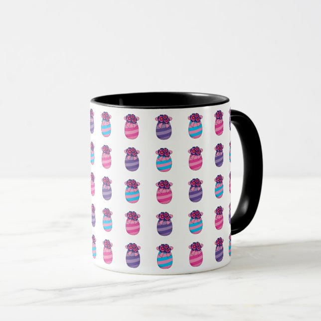 Easter Eggs with Flowers and Ribbon Mug (Front Right)