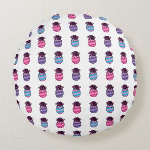 Easter Eggs with Flowers and Ribbon Round Pillow