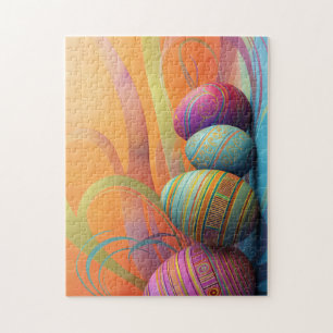 Easter eggs with swirly background jigsaw puzzle
