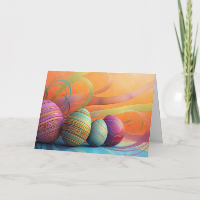 Easter eggs with upbeat background card (Front)