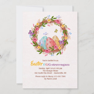 Easter Eggs Wreath Invitation