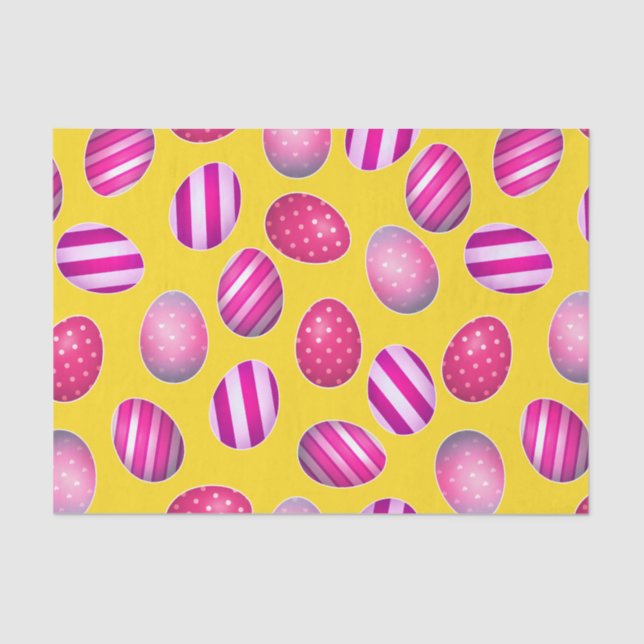 Easter Eggs Yellow and Pink Pattern Tissue Paper (Front)