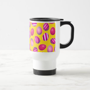 Easter Eggs Yellow and Pink Pattern Travel Mug