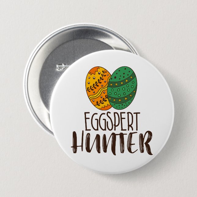 Easter Eggspert Hunter Funny Drawing Quote 3 Inch Round Button (Front & Back)