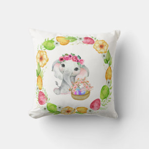Easter Elephant Throw Pillow