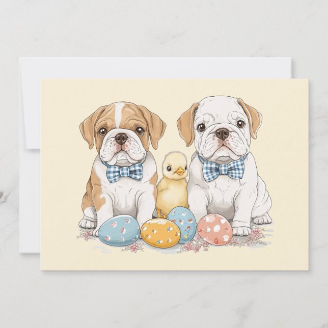 Easter English Bulldogs Holiday Card (Front)