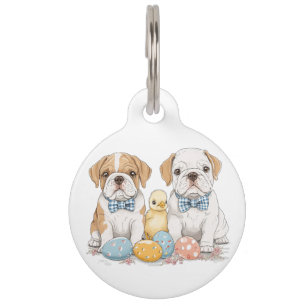 Easter English Bulldogs Pet Tag