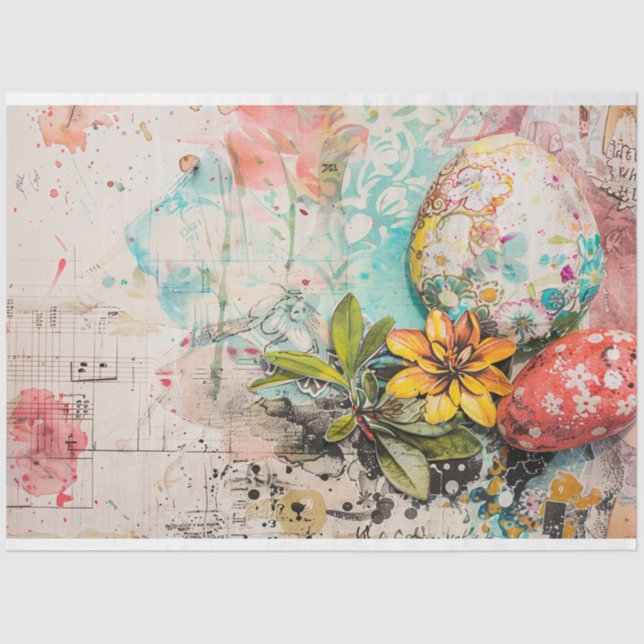 Easter Ephemera Collage Egg Flower 1 Tissue Paper (Front)