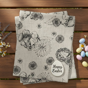 Easter Fabric Bunny Spring Floral Pattern