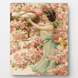 easter faith flowers pink Cherry Blossom Nest cute Plaque