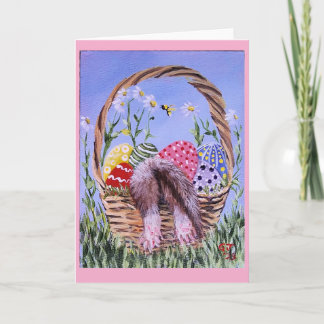 Easter ferret basket card