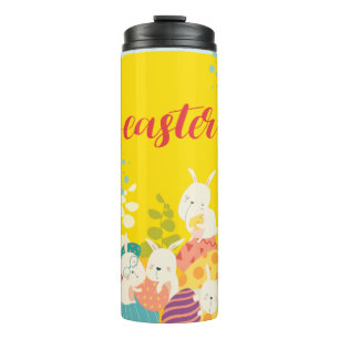 Easter Festival Theme cute bunny and eggs Design Thermal Tumbler