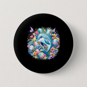 Easter Festive Illustration With Charming Dolphin 2 Inch Round Button