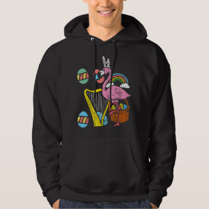Easter Flamingo Bunny Ears Eggs Harp Cute Women Gi Hoodie