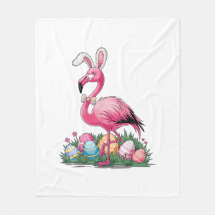 Easter Flamingo T-Shirt Fleece Blanket