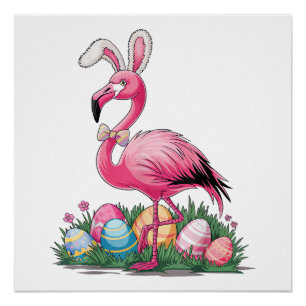 Easter Flamingo T-Shirt Poster