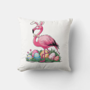 Easter Flamingo T-Shirt Throw Pillow