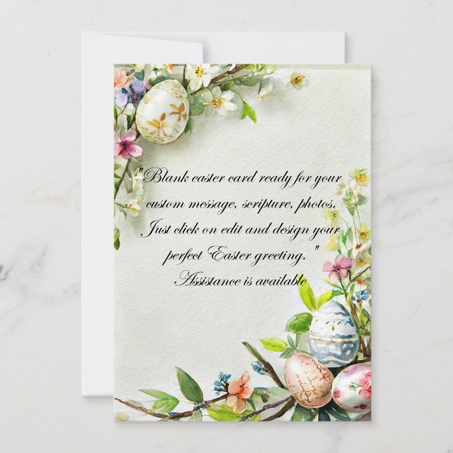 Easter floral and egg blank stationery holiday card (Creator Uploaded)