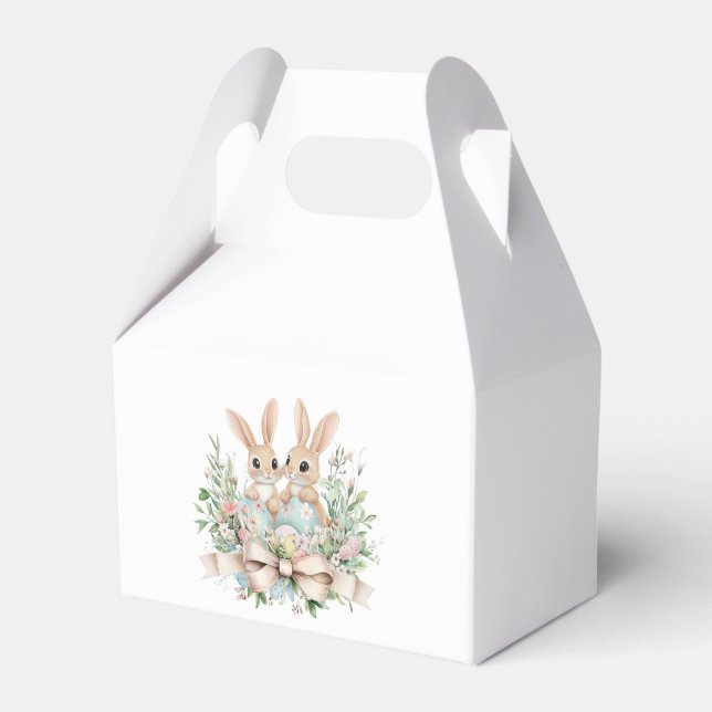 Easter floral bunny  favor box (Front Side)