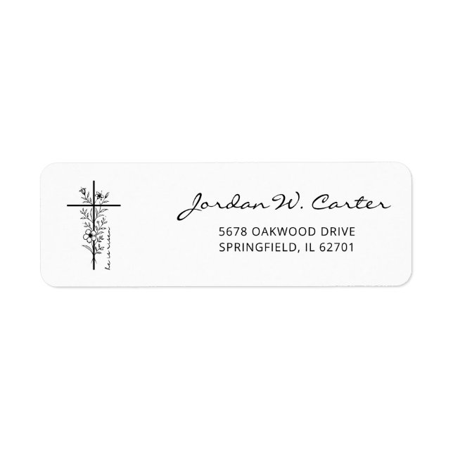 Easter Floral Cross He is Risen Minimal Black (Front)