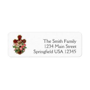 Easter Floral Cross Religious return address Label