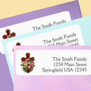 Easter Floral Cross Religious return address Label