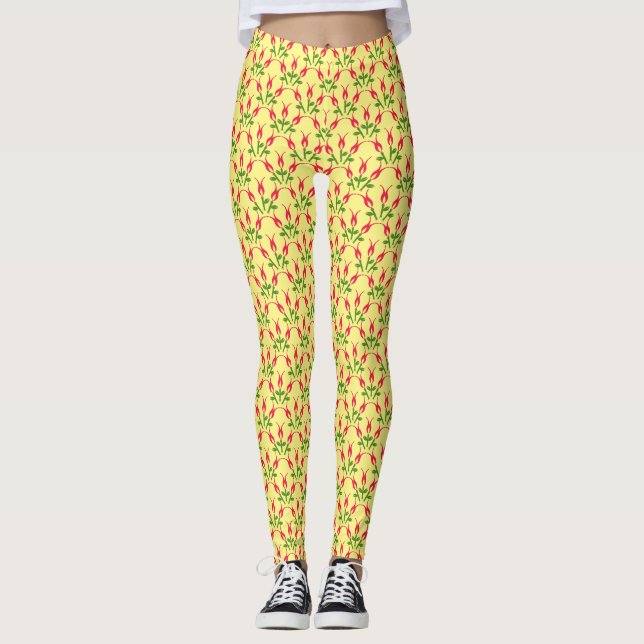 Easter Floral Design on Yellow Yoga Pants (Front)