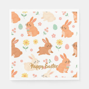 Easter floral egg bunny pattern napkin