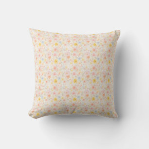 Easter Floral Fabric – Pastel Cute Throw Pillow