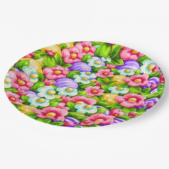 Easter Floral Paper Plate (Angled)