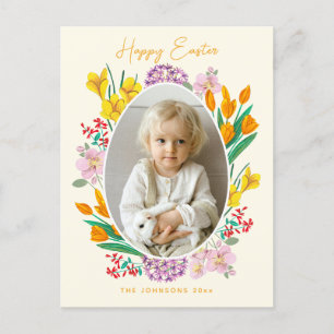 Easter floral photo holiday card