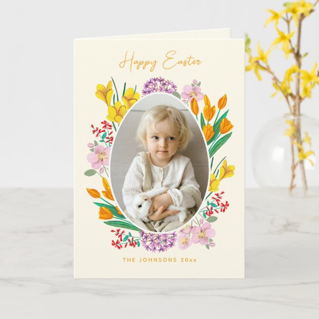 Easter floral photo holiday card (Yellow Flower)