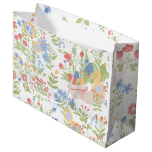 Easter Floral Spring Pattern Modern  Large Gift Bag