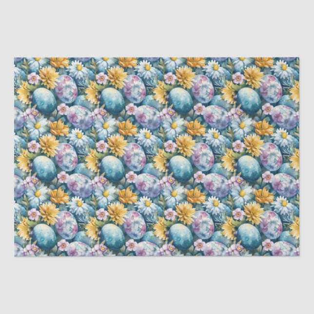 Easter Flowers And Coloured Eggs Tissue Paper (Front)