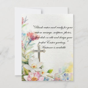 Easter flowers and cross blank stationery holiday card