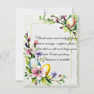 Easter flowers and eggs blank stationery holiday card