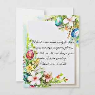Easter flowers and eggs blank stationery holiday card