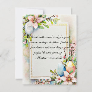 Easter flowers and eggs blank stationery holiday card