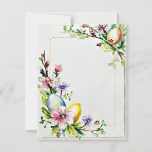 Easter flowers and eggs blank stationery holiday card