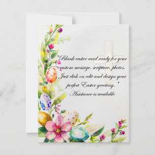 Easter flowers and eggs with Cross blank Holiday Card