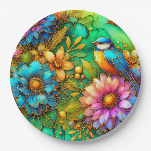 EASTER FLOWERS BIRD 3D ~ Decorated~  Paper Plate