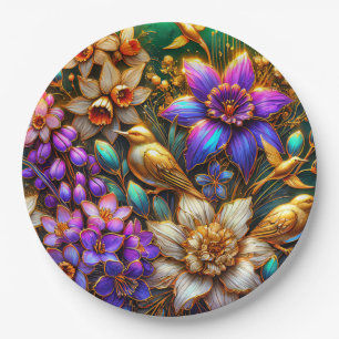 EASTER FLOWERS BIRDS 3D ~ Decorated~  Paper Plate